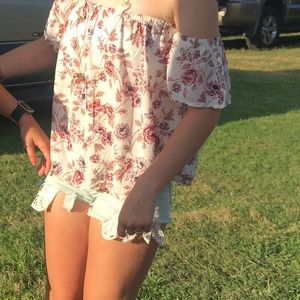 Off the shoulder flower shirt
